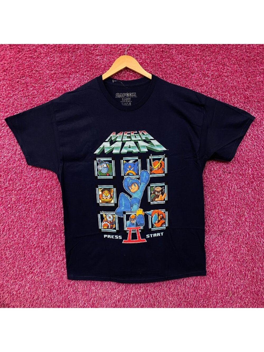 Mega Man Press Start II Retro Graphic T-Shirt XL